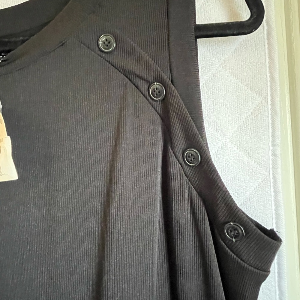 Nicole Miller Black Mixed Media Tiered Midi 2X NWT - Picture 2 of 7